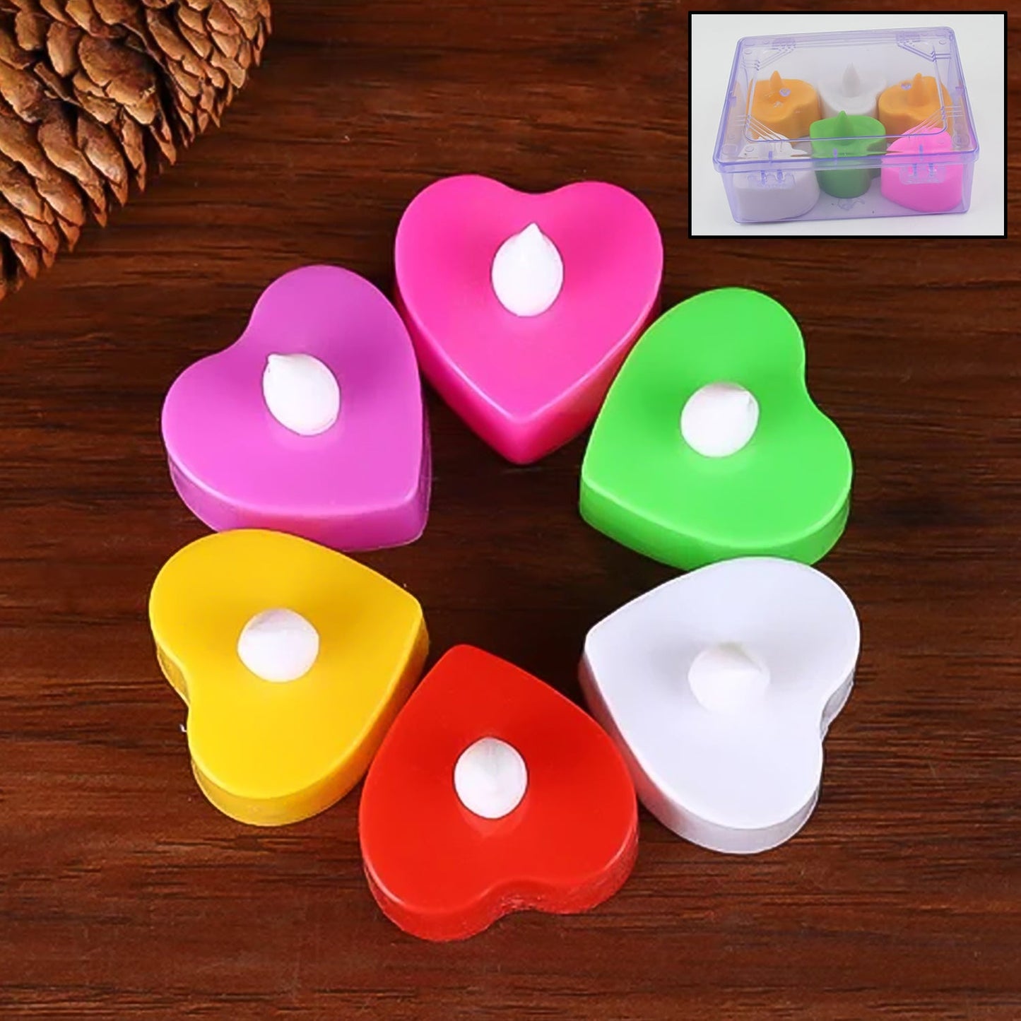 LED Tealights, Smokeless Plastic Decorative Candles, Diwali (Pack Of 6 / Multicolor)