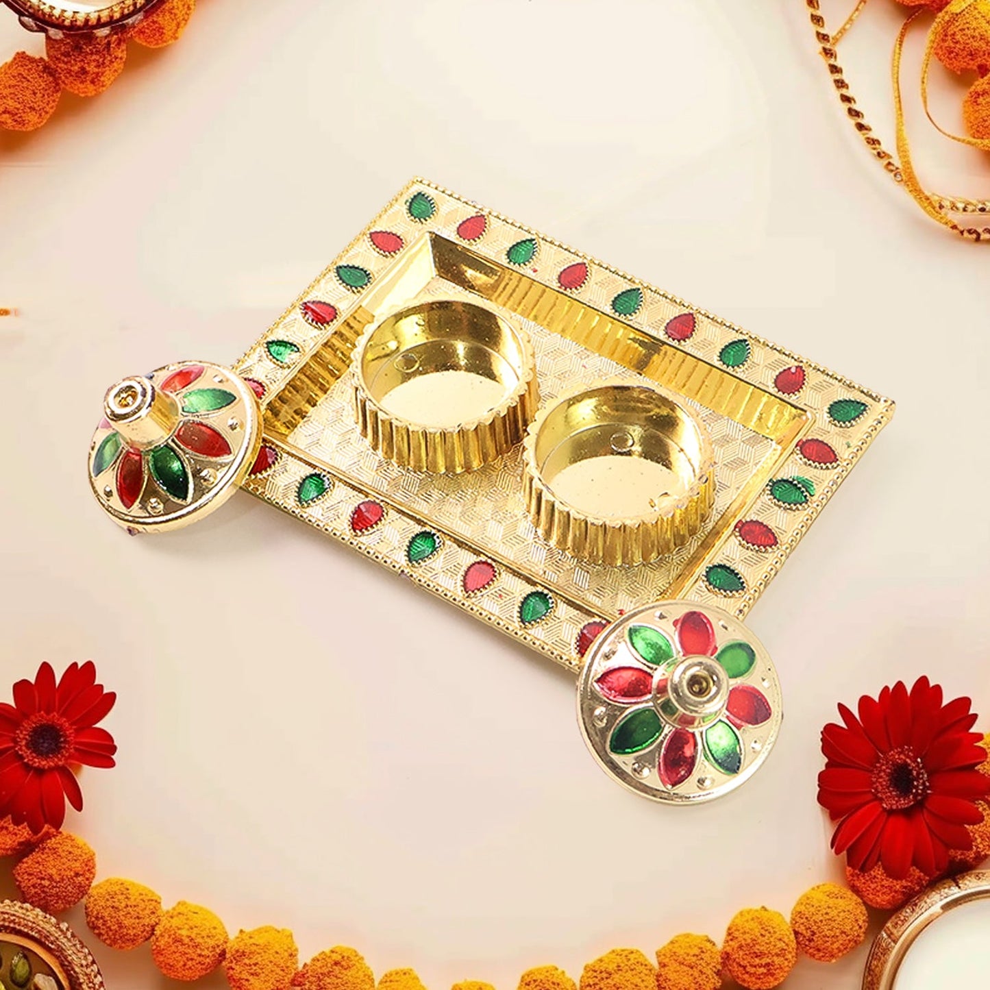 Rakasha Bandhan Special Puja Thali, Kumkum Thali Holder, Pooja Return Gift, Indian Housewarming Gifts, Brother / Bhai / Bhabhi / Sister / Family for Rakshabandhan, Diwali
