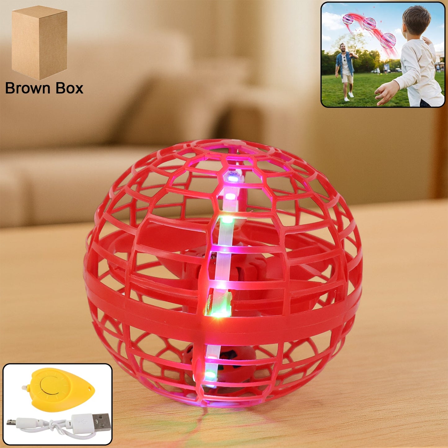 Flying Ball Toys Usb Rechargeable Built-in Rgb Lights 360rotating Magic Controller