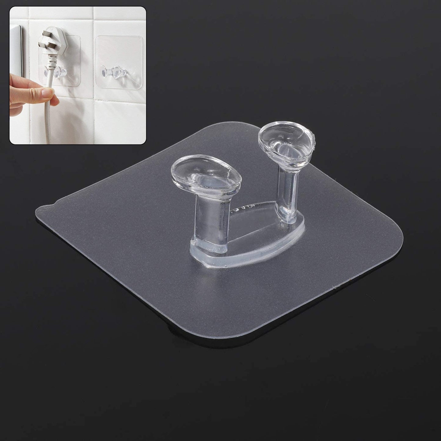 Transparent Self-Adhesive Wall Hook – Drill-Free, Waterproof & Oil-Proof for Toothbrush, Socket (1 Pc)
