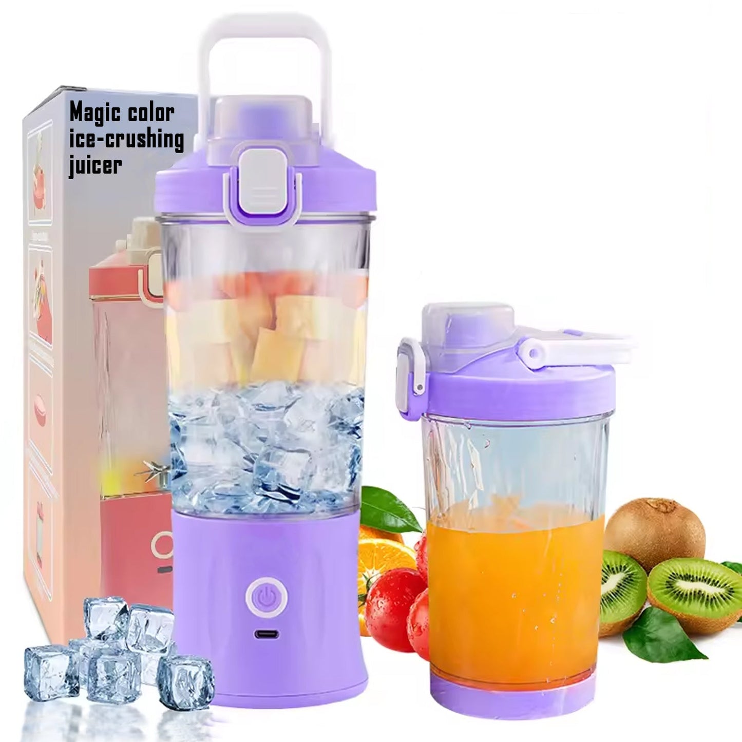 Eletric Crusher Juicer With Multicolor Light 8 Blades (600 Ml Multicolor)