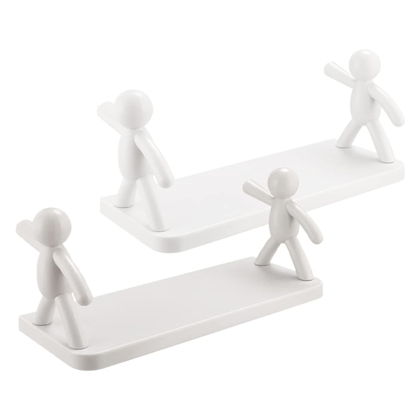 9271b Self Adhesive Cute Floating Shelves Wall Shelf Wall Mounted Organizer - Human Figurine Brown Box