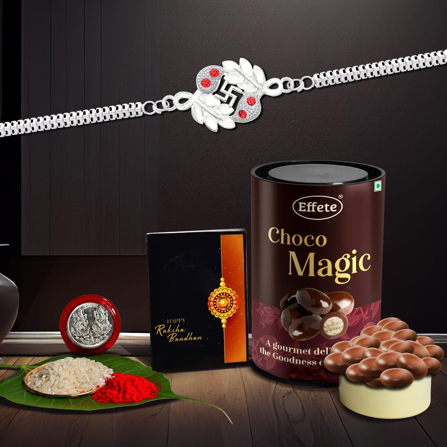 Rakhi (K1_a45_em) Chocolate Magic Rakhi Combo With Card And Chocolate Chocolates Gift Rakhi Chocolate For Brother Rakhi With Gift Set Of 1 Rakhi