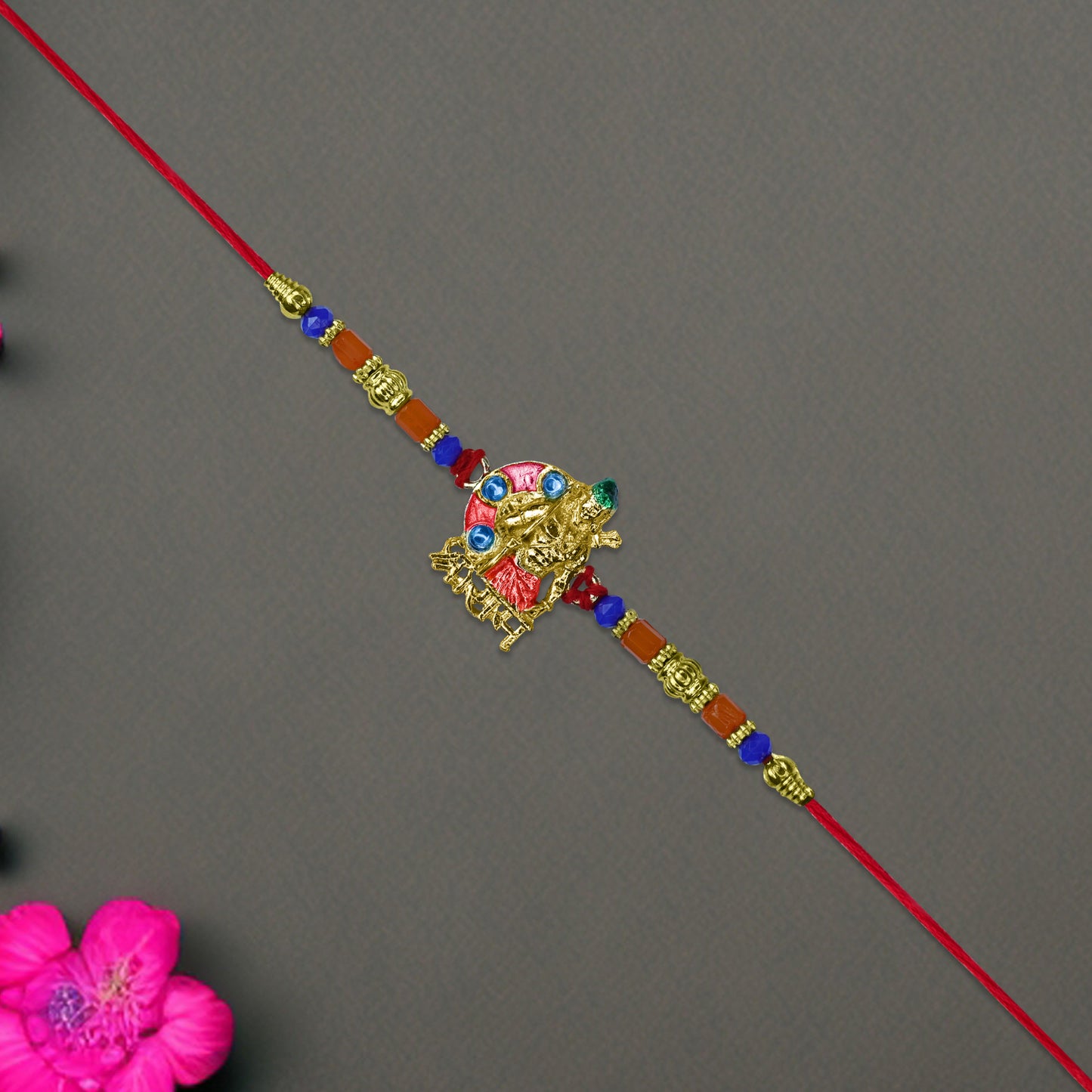 Lord Jagannath Rakhi With Multicolor Beads