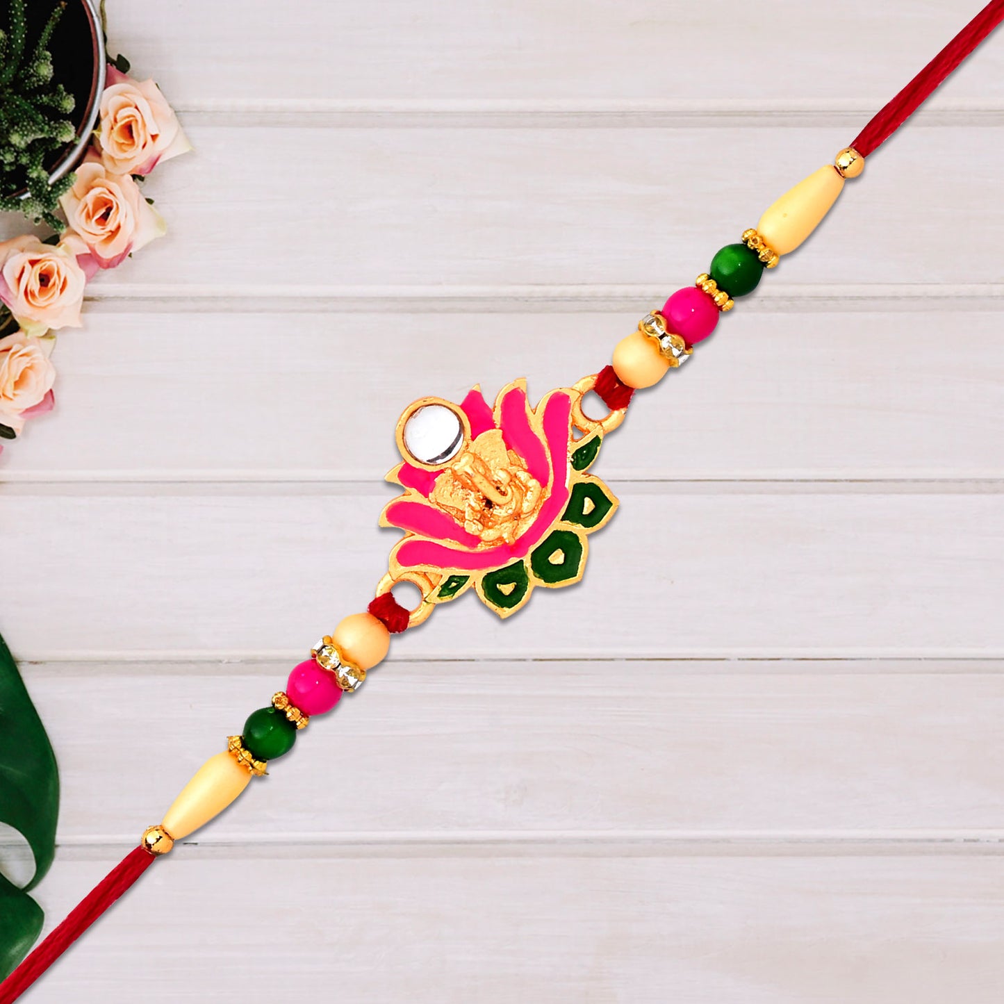 Ganesh Lotus Leaf Designer Motif Rakhi