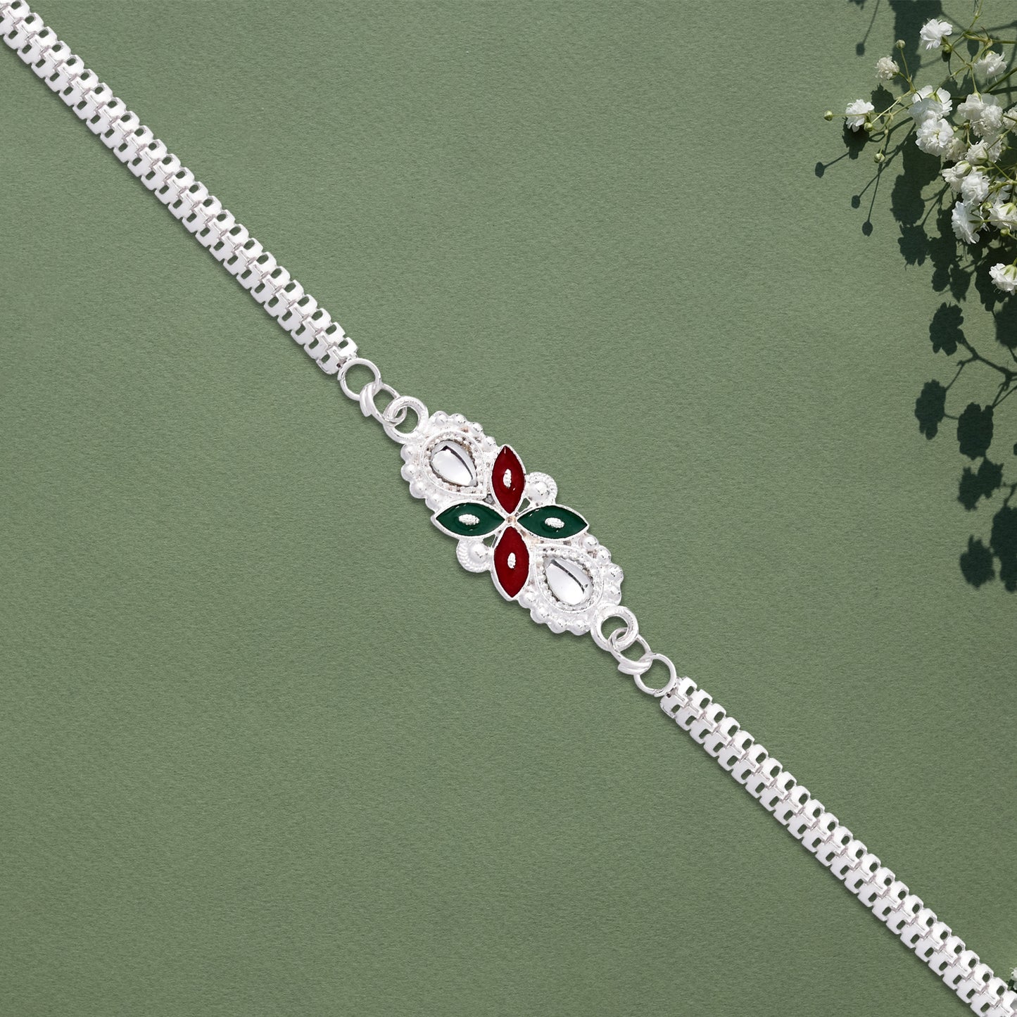 Stylish Silver Chain Rakhi