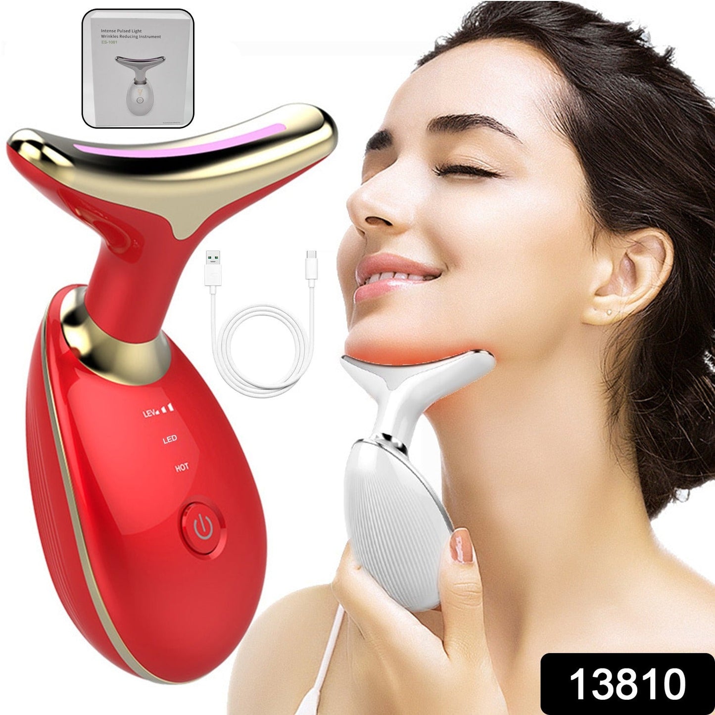 Electric Face Massager Wrinkle Remover Led Photon Face Beauty Device (1 Pc Plastic)