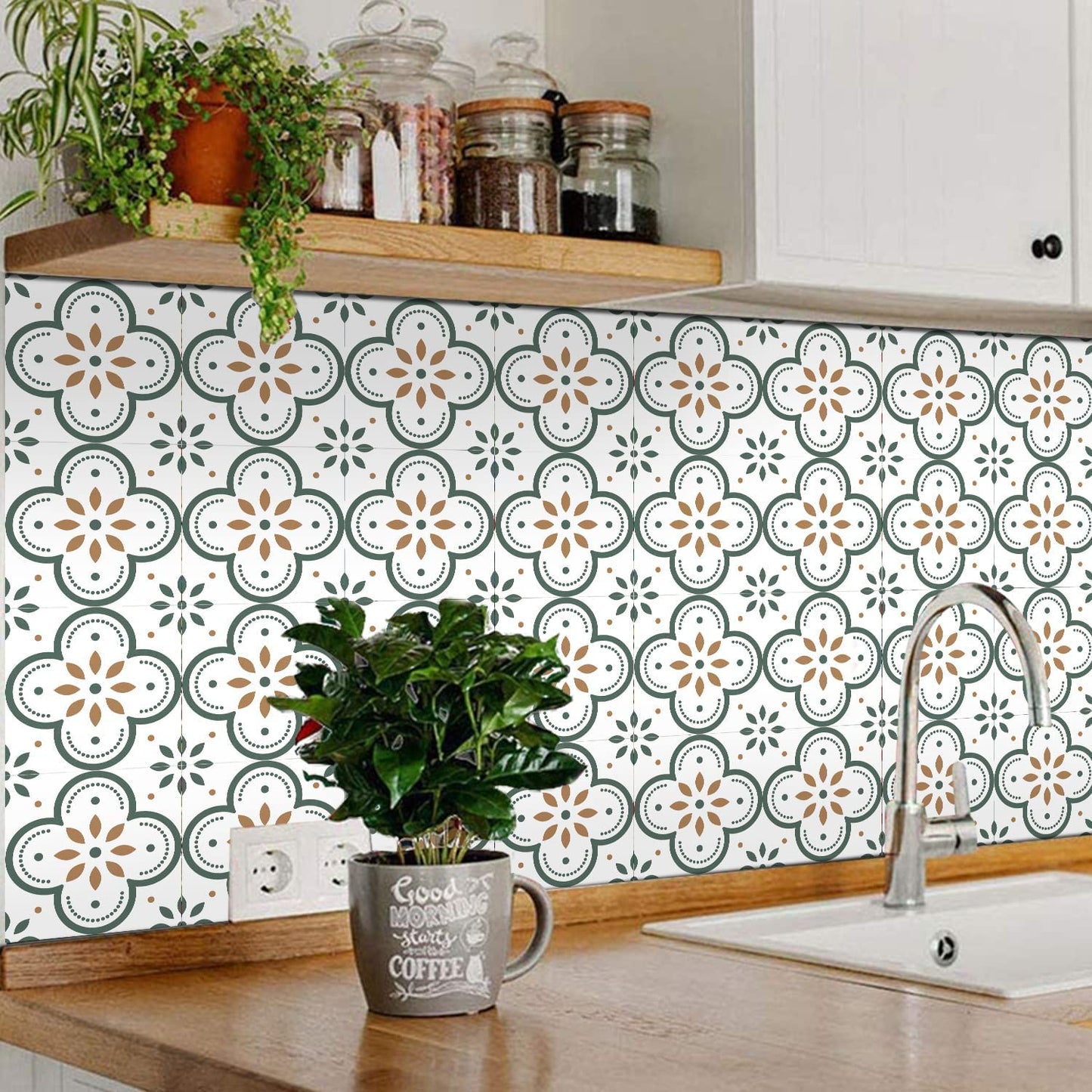 Peel And Stick Floor Tiles Kitchen Bathroom Backsplash Sticker Detachable Waterproof Diy Tile Stickers For Wall Decoration Tiles Home Decoration (8x8 Inch 10 Pcs Set)