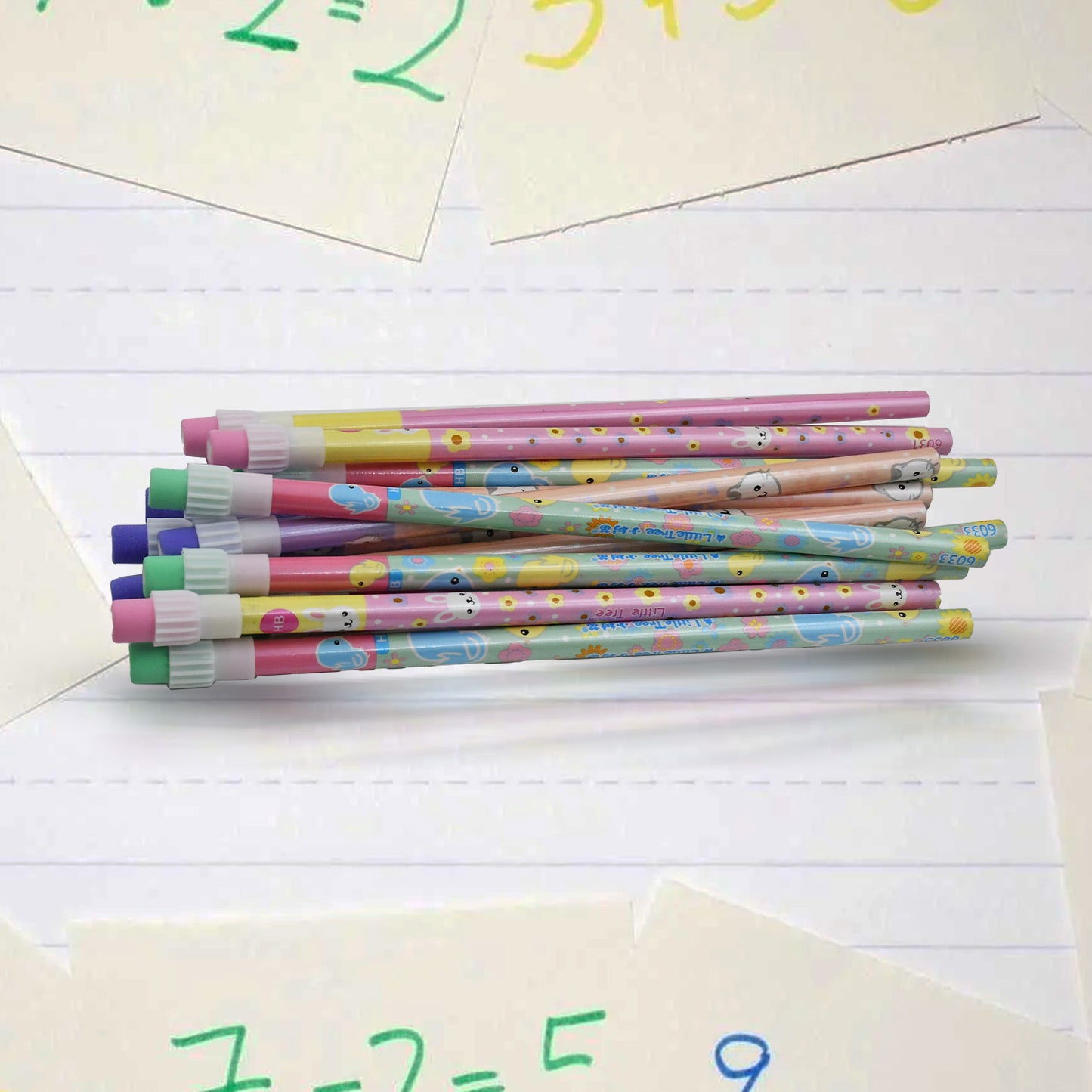 4396 Cute Rabbit Bear Drawing Graphite Writing Pencil Set With Pencil Sharpener Eraser Pencil And Eraser Set With Eraser For Kids For Girls Fancy School Stationary Birthday Party Return Gift (14 Pc Set)