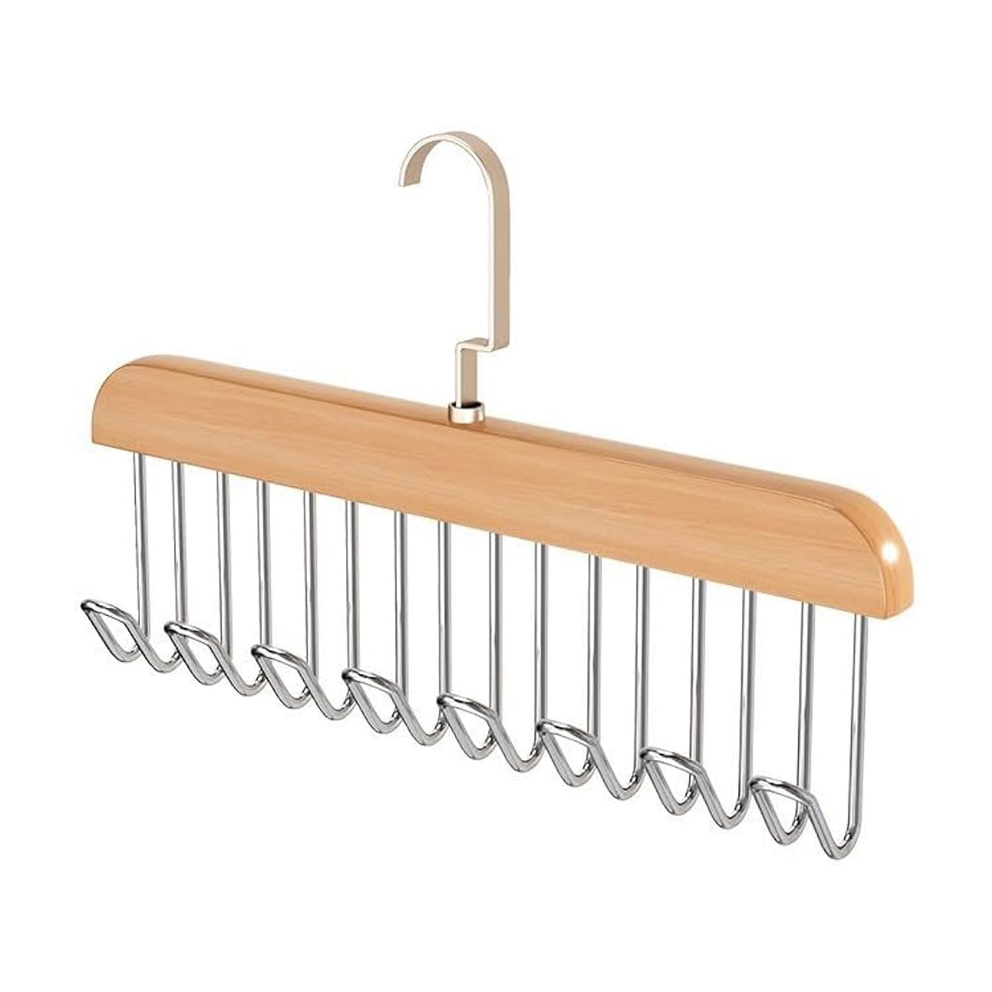 Space Saving 8 Hooks Wooden Hangers (Hanging Hook Included 1 Pc)
