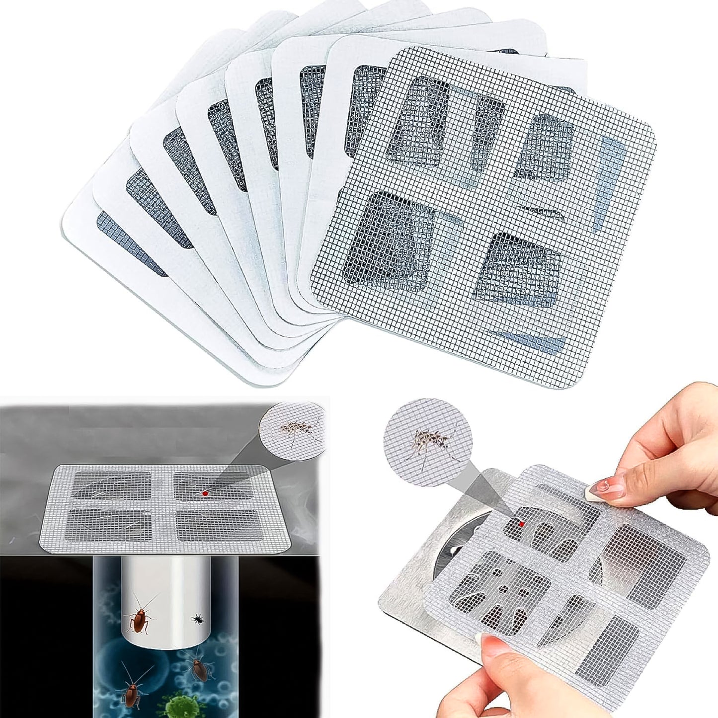 Window Screen Mesh Hole Repair Kit Patch Adhesive (1010 Cm 10 Pcs Set)