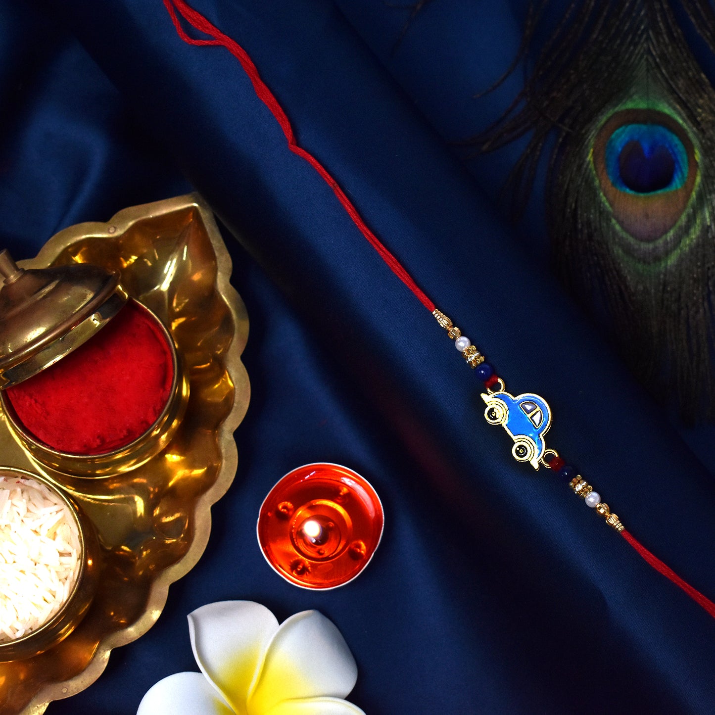 Blue Car Rakhi For Kids