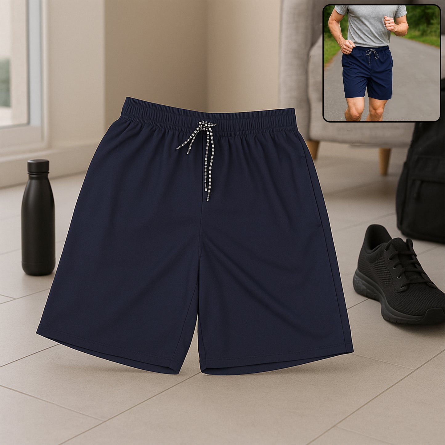 Mens Sports Shorts With Side Stripe (Medium 1 Pc)