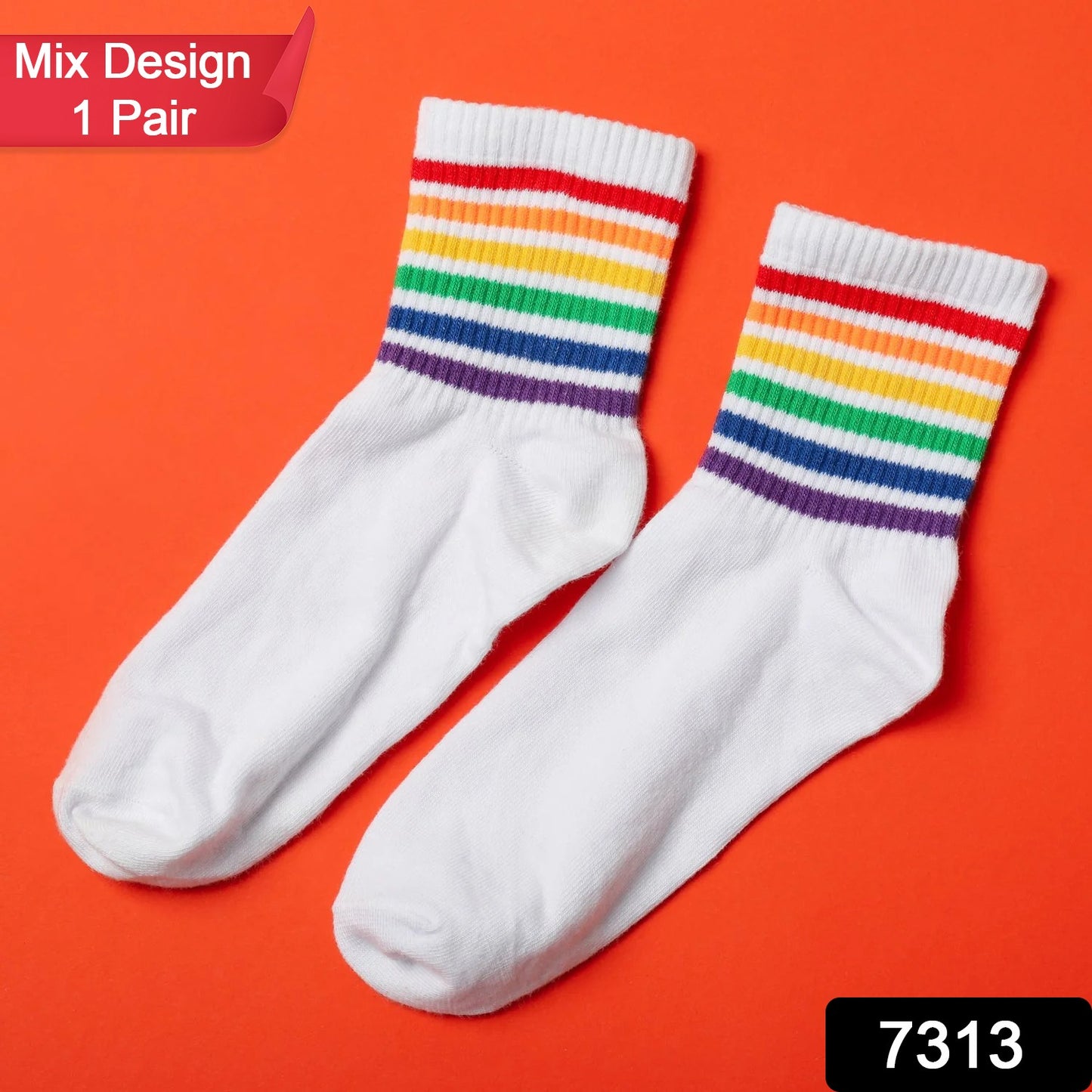 1pair Socks Printed Trendy Multiple Designer Socks (3 Different Size Mix Design)