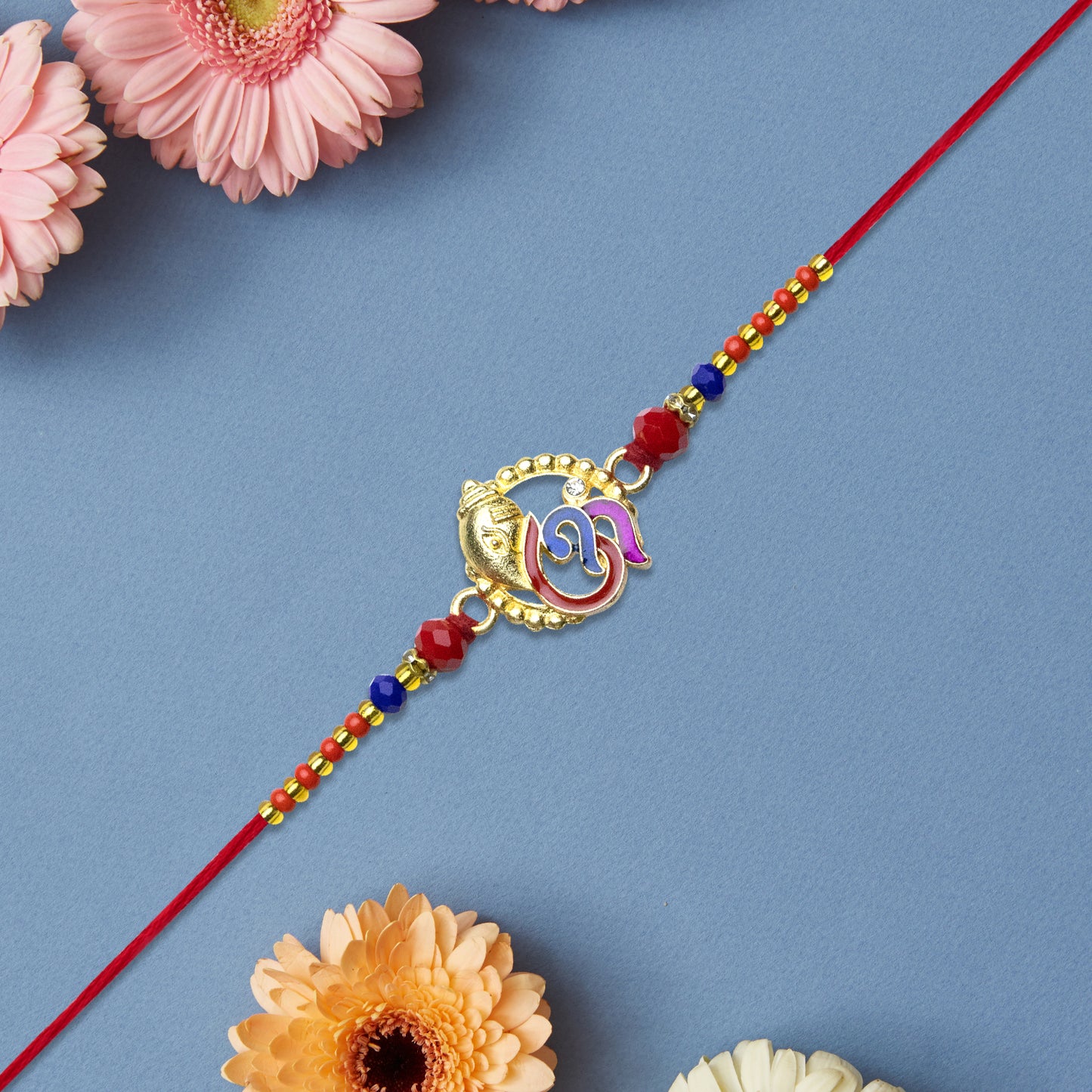 Ganesh Rakhi With Vibrant Enamel Work