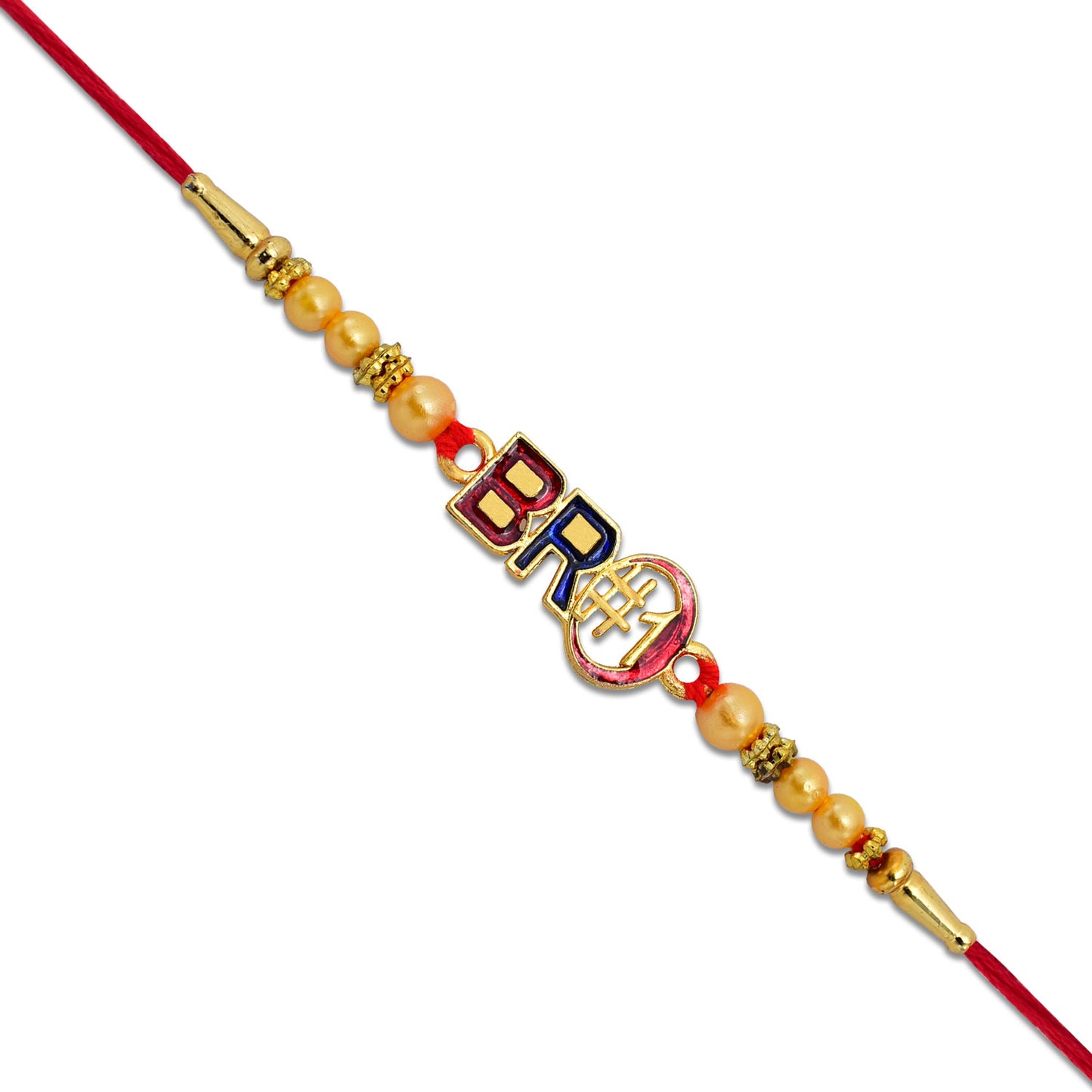 Bro 1 Rakhi With Golden Beads  Enamel Finish