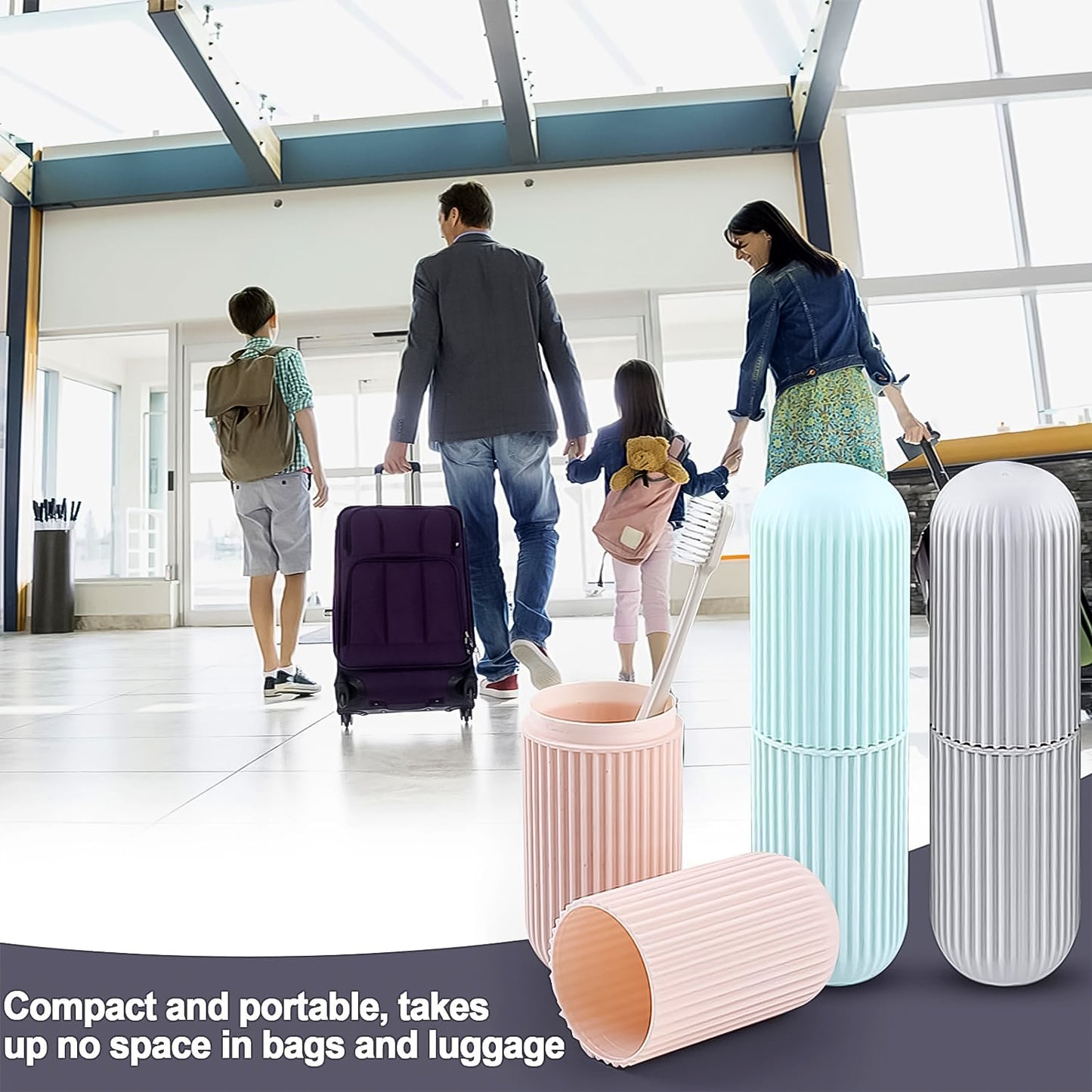 Capsule Shape Travel Toothbrush Toothpaste Case Holder (Multicolor 3 Pcs Set)