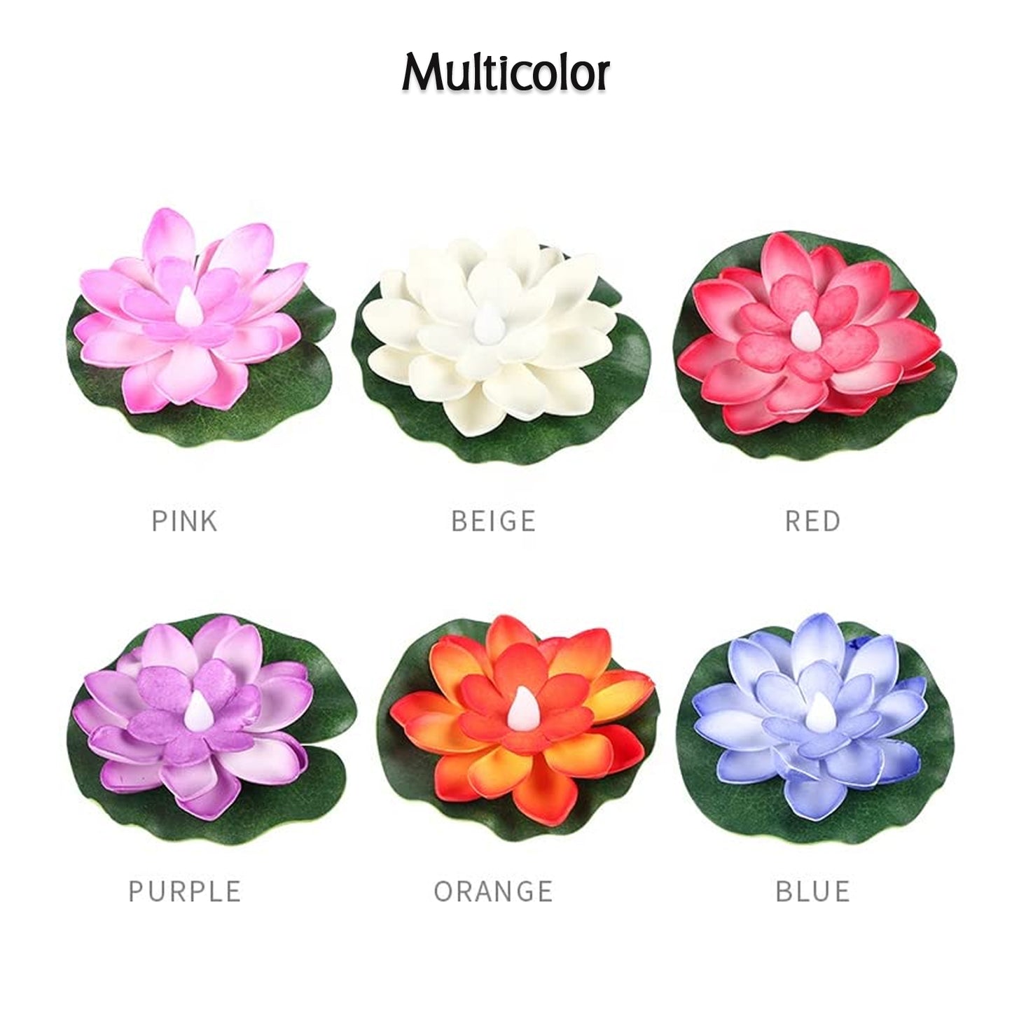 6556 Water Floating Smokeless Candles Lotus Flowers Sensor Led Tealight For Outdoor And Indoor Decoration - Pack Of 6 Candle Candle (Pack Of 6)