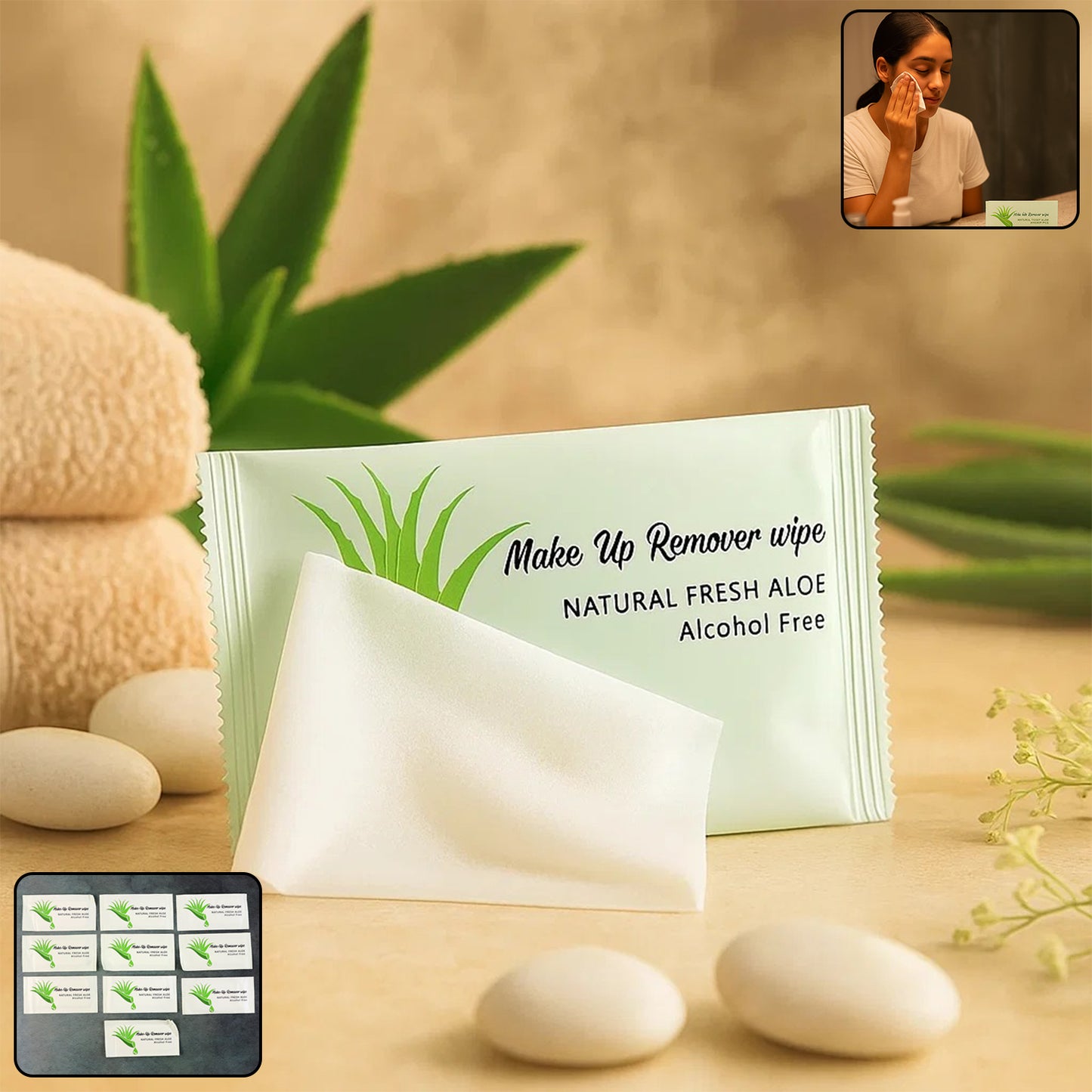 Premium Natural Aloe Makeup Remover Wipes (Pack Of 10 Pc)