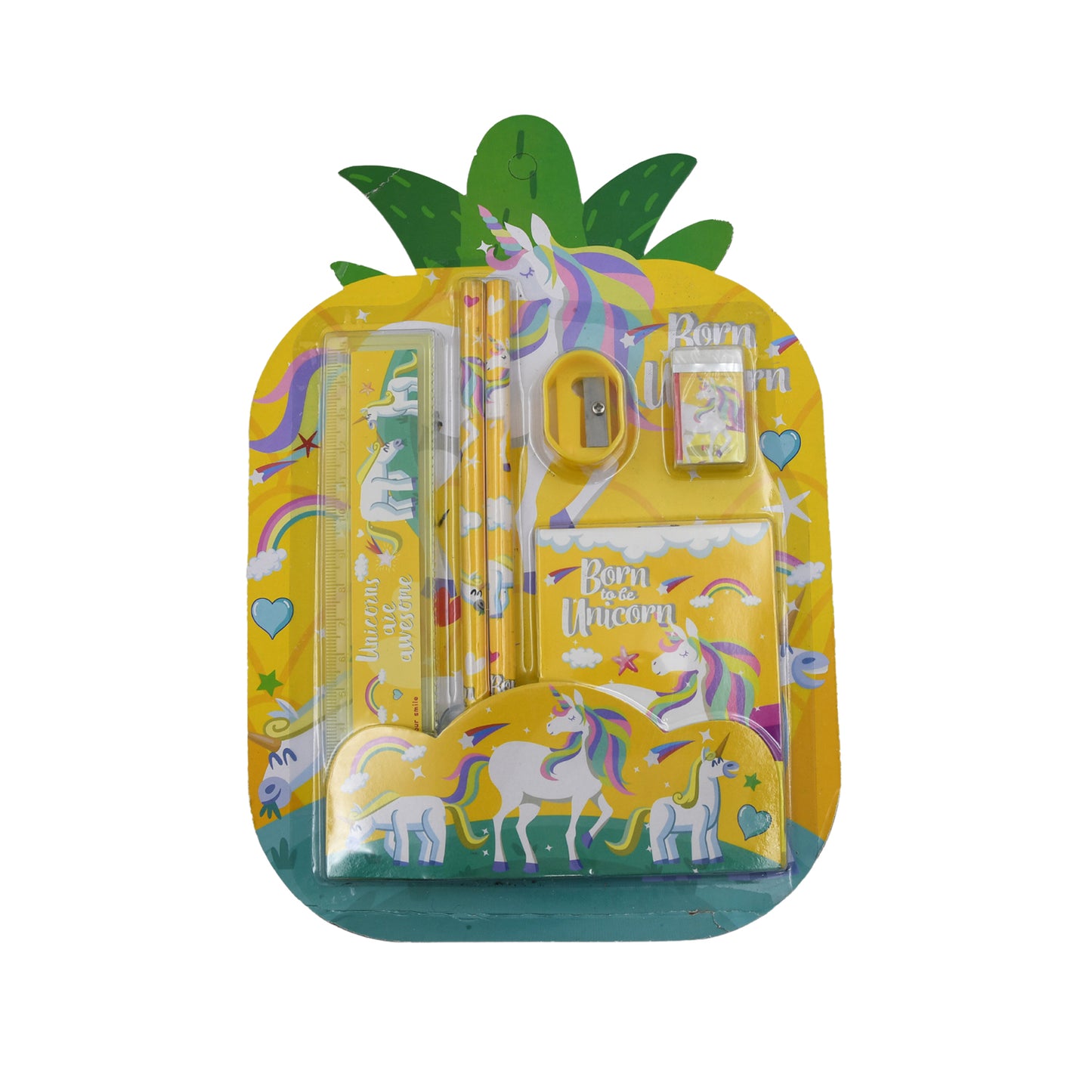 4599 6 Pc Set Stationary Set Including Pencil Ruler Rubber Pencil Sharpener School Office Product Gift