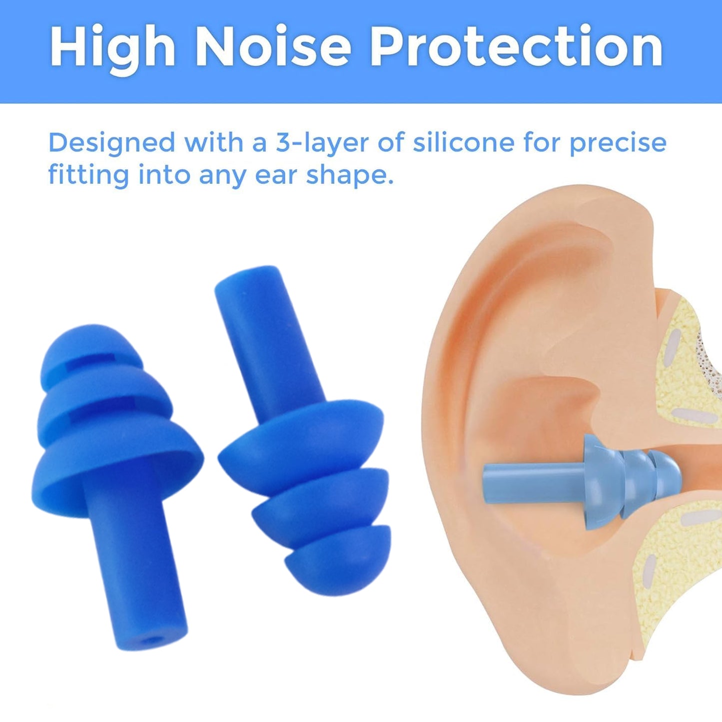 Reusable Silicone Swimming Ear Plugs - (Set)