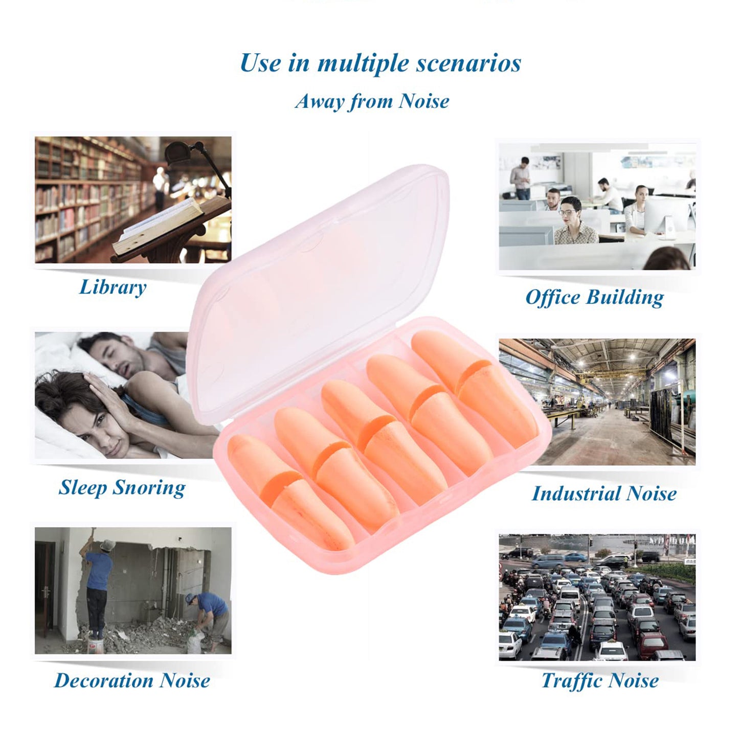 Foam Ear Plugs With Portable Storage Box (5 Pairs)