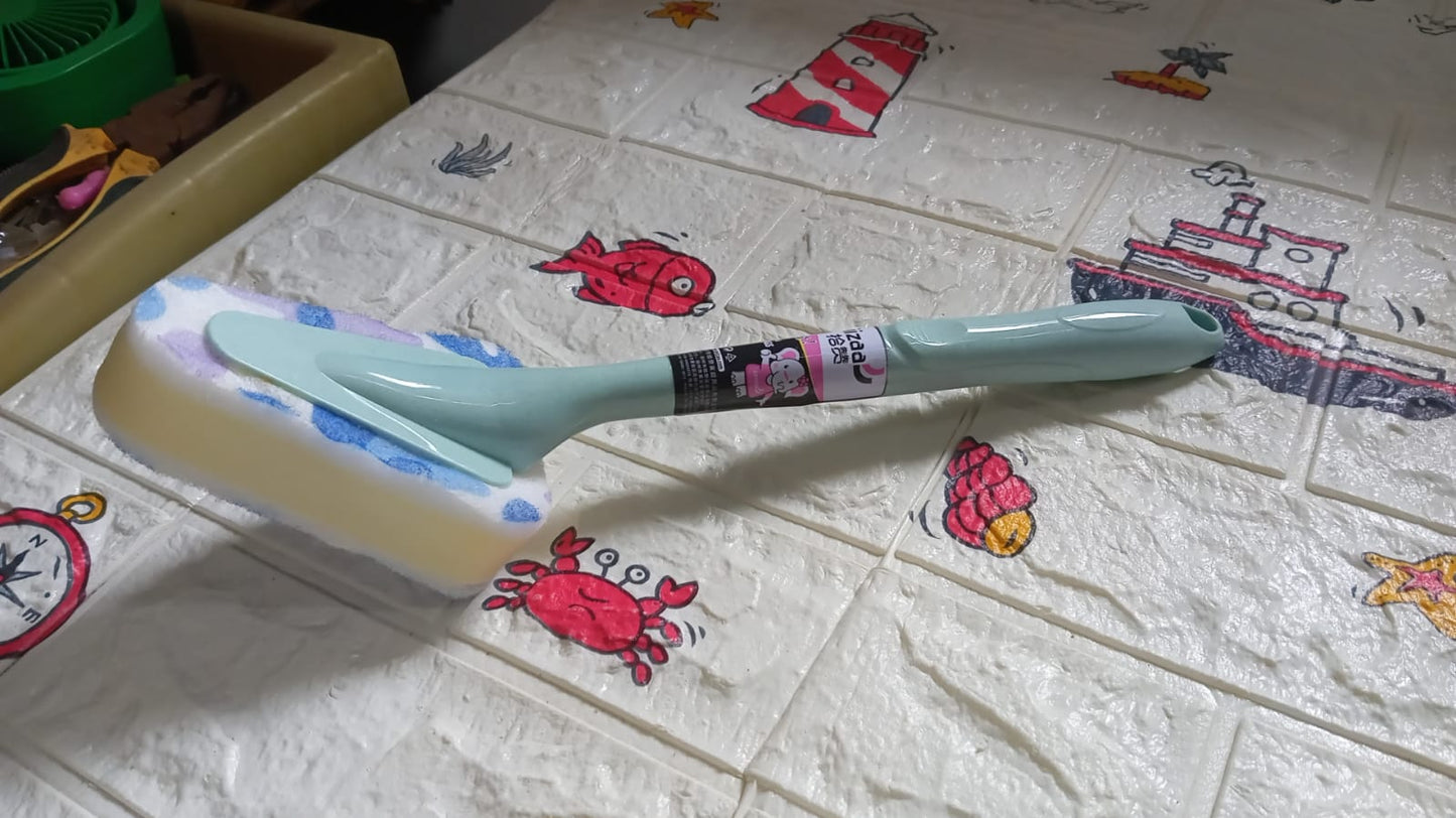 7223 Cleaning Supplies Kitchen Handle Universal Triangular Sponge Multifunctional Bathroom Brush Long Handle Kitchen Dining Bar