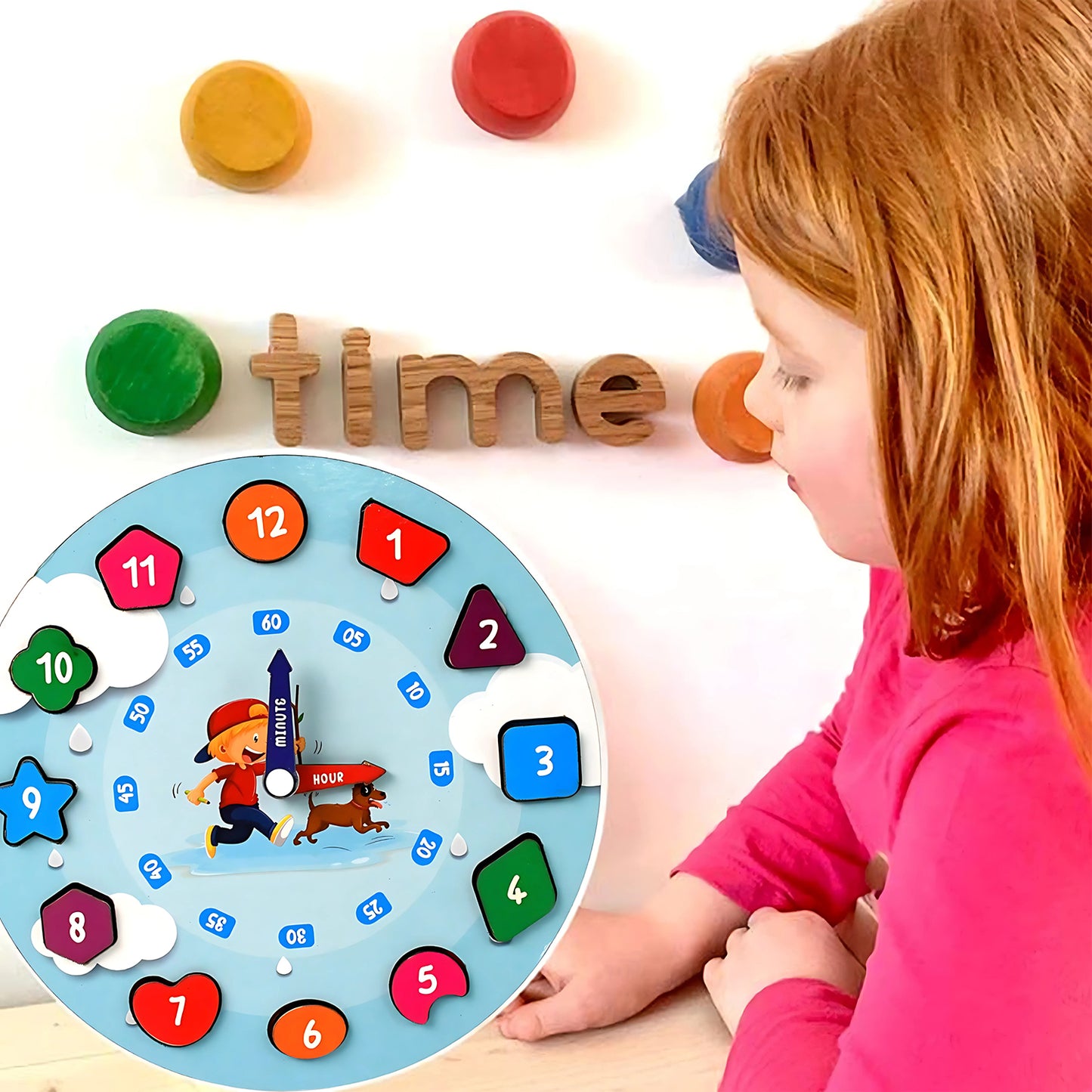 Aditi Wooden Educational Learning Clock Toy With Movable Hands
