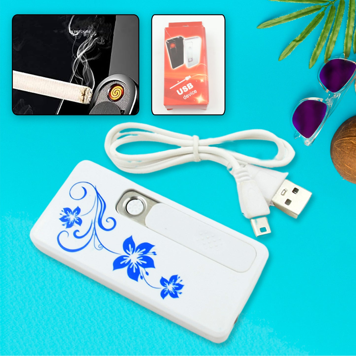 8882 Stylish Electric Usb Lighter For Men Women Regular Cigarettes Portable Usb Rechargeable Flameless Coil Slim Cigarette Lighter With Charging Cable Windproof E Lighter Lighter For Smoking (1 Pc )