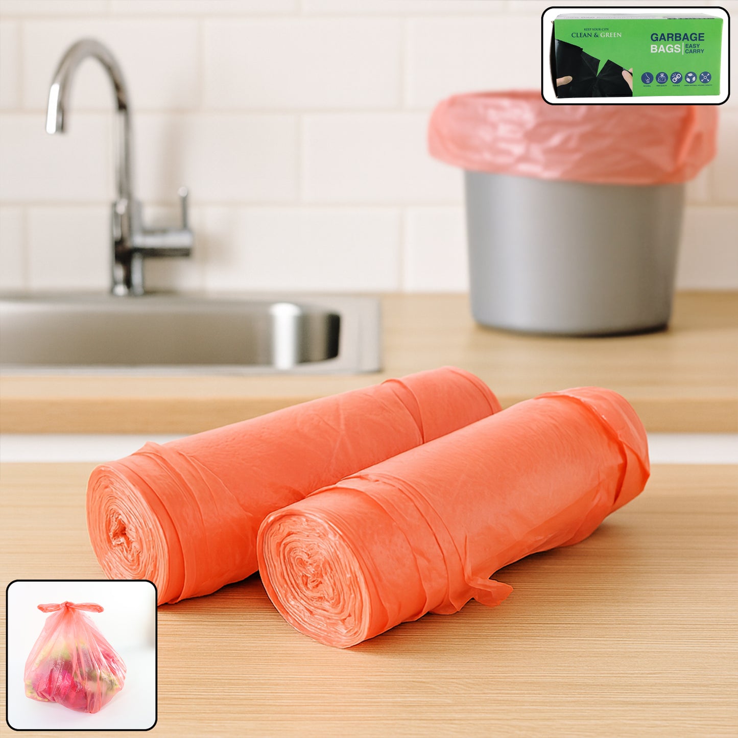 Clean Garbage Bags - (Pack Of 2 Rolls 4540 Cm )15853_garbage_bags_45x40cm_2pc