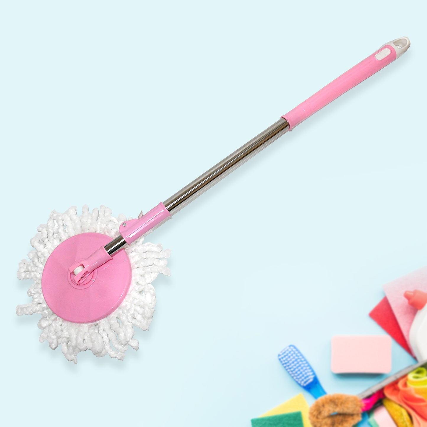 0842 Home Cleaning - Stainless Steel 360 Degree Rotating Pole Microfiber Mop Rod Stick