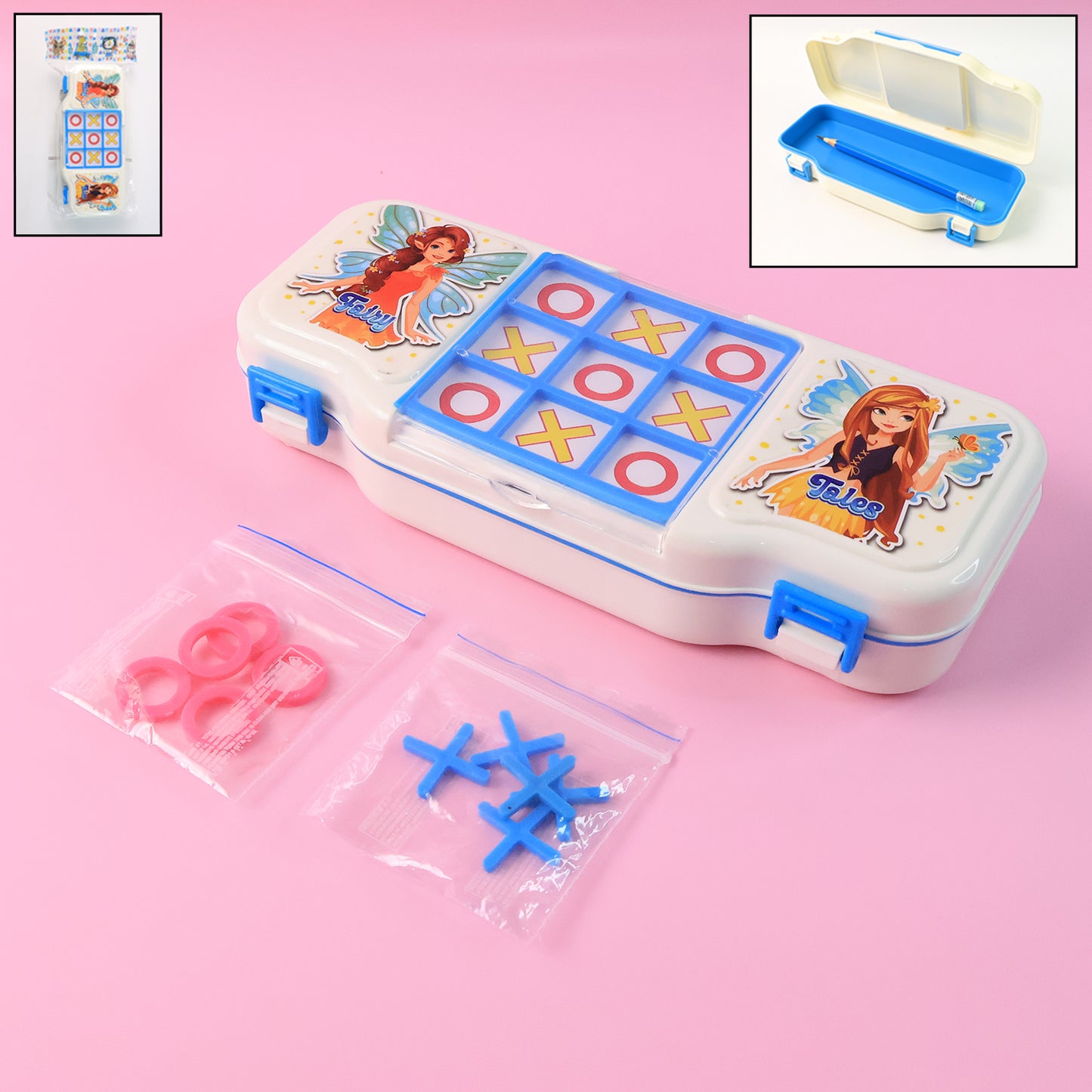 Kids Pencil Box With Built-in Tic Tac Toe Game