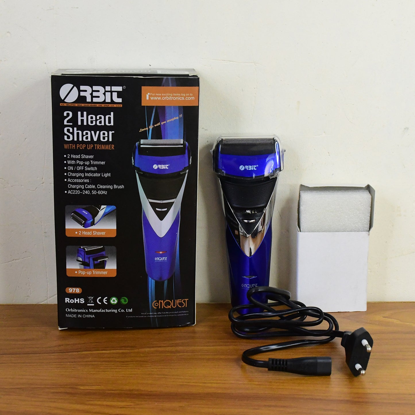 Orbit Rechargeable Electric Foil Shaver 2 Head Shaver With Pop Up Trimmer (1 Pc)
