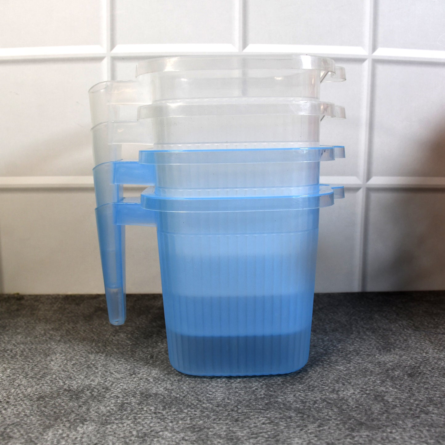 Plastic Transparent Bathroom Water Mug (4 Pc Mix Colour 1000 Ml)