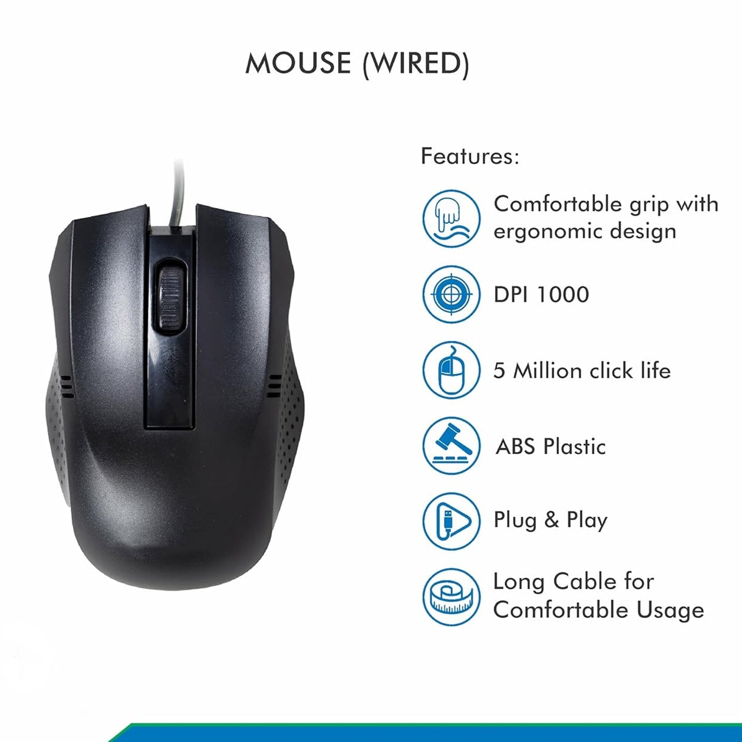 Computer Laptop Wired Optical Mouse (1 Pc)