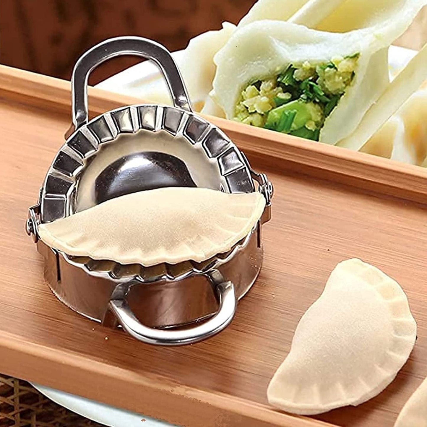 2219 Stainless Steel Dumpling Maker Dough Cutter Pie Mold Tool.