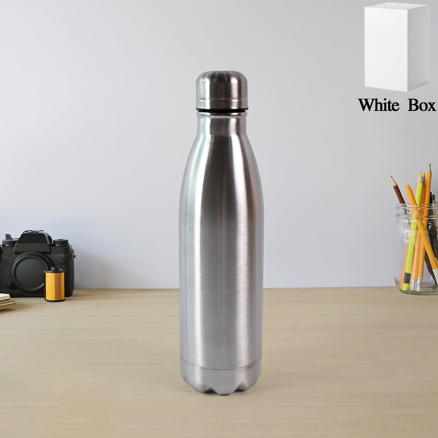 Silver Stainless Steel Water Bottle Approx 500 Ml (1 Pc)