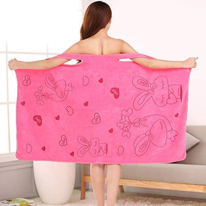 Soft  Absorbent Microfiber Bath Towel Wrap With Shoulder Straps (1 Pc)