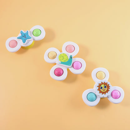 White Baby Spinner Toy Set  Sensory Suction Spin Toys (3 Pc Set)