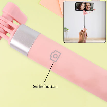 Wired Selfie Stick With Rearview Mirror  Built-in Shutter Button (1 Pc)