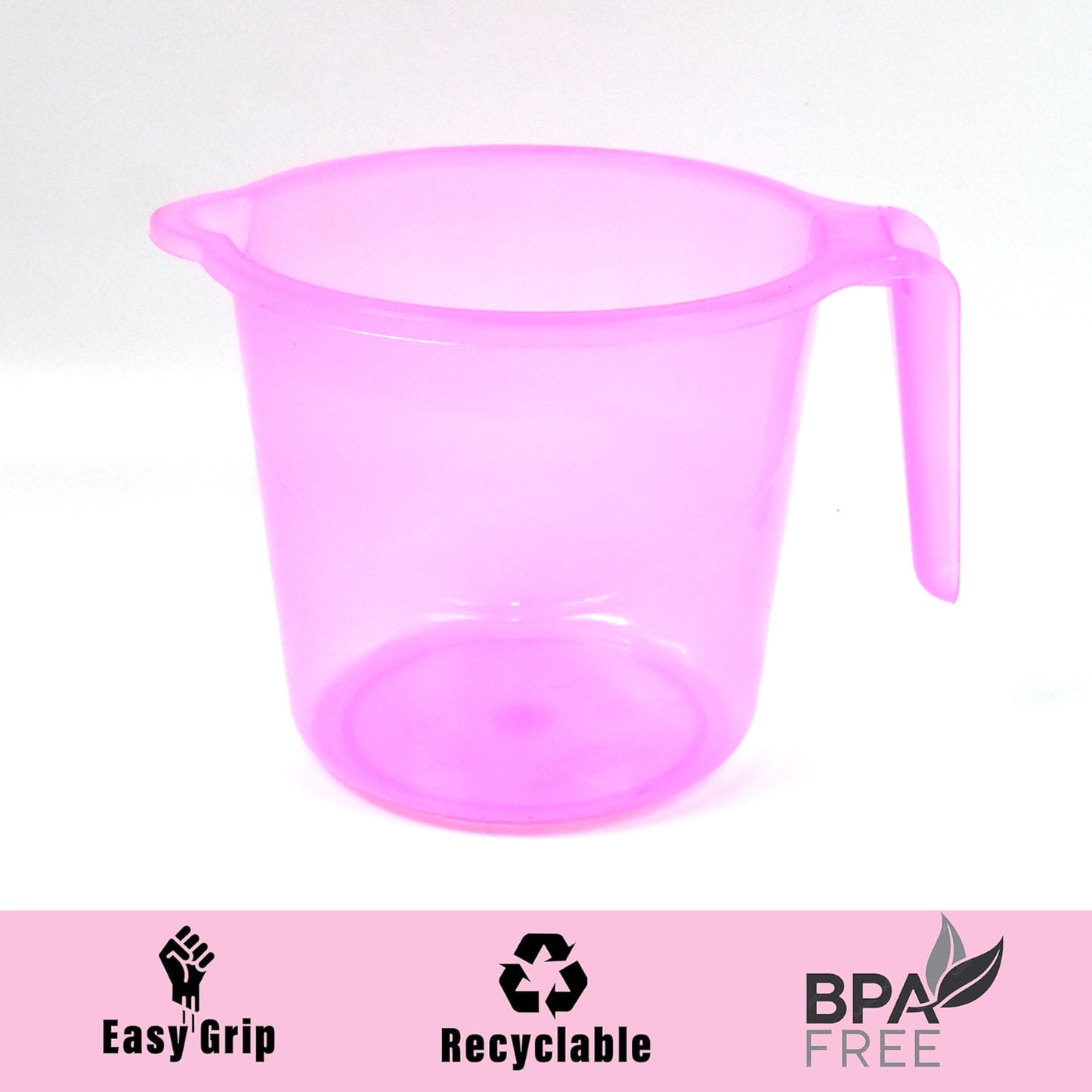 Plastic Round Transparent Bath Water Mug (5 Pc  Mix Colour  1200 Ml)