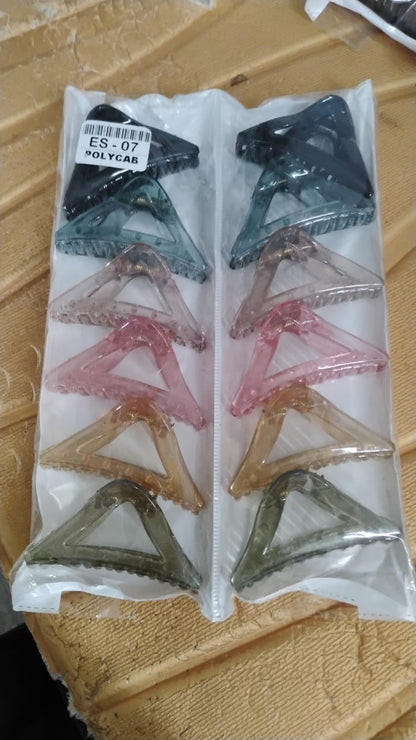 Triangle Shape Mix Color Plastic Hair Claw Clip – 1 Pc Durable Grip for Women and Girls