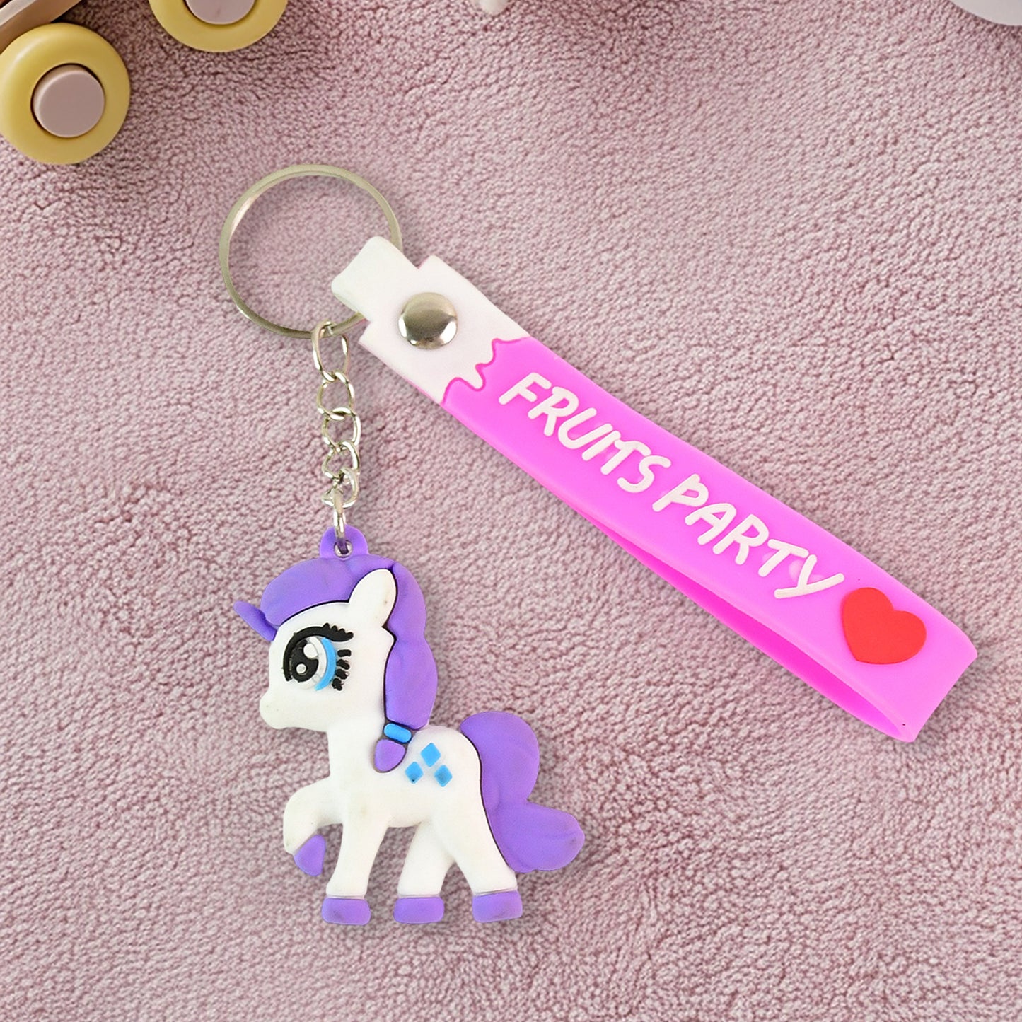 Cute Cartoon Unicorn Keychain With Silicone Strap (1 Pc)