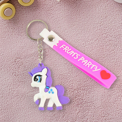 Cute Cartoon Unicorn Keychain With Silicone Strap (1 Pc)