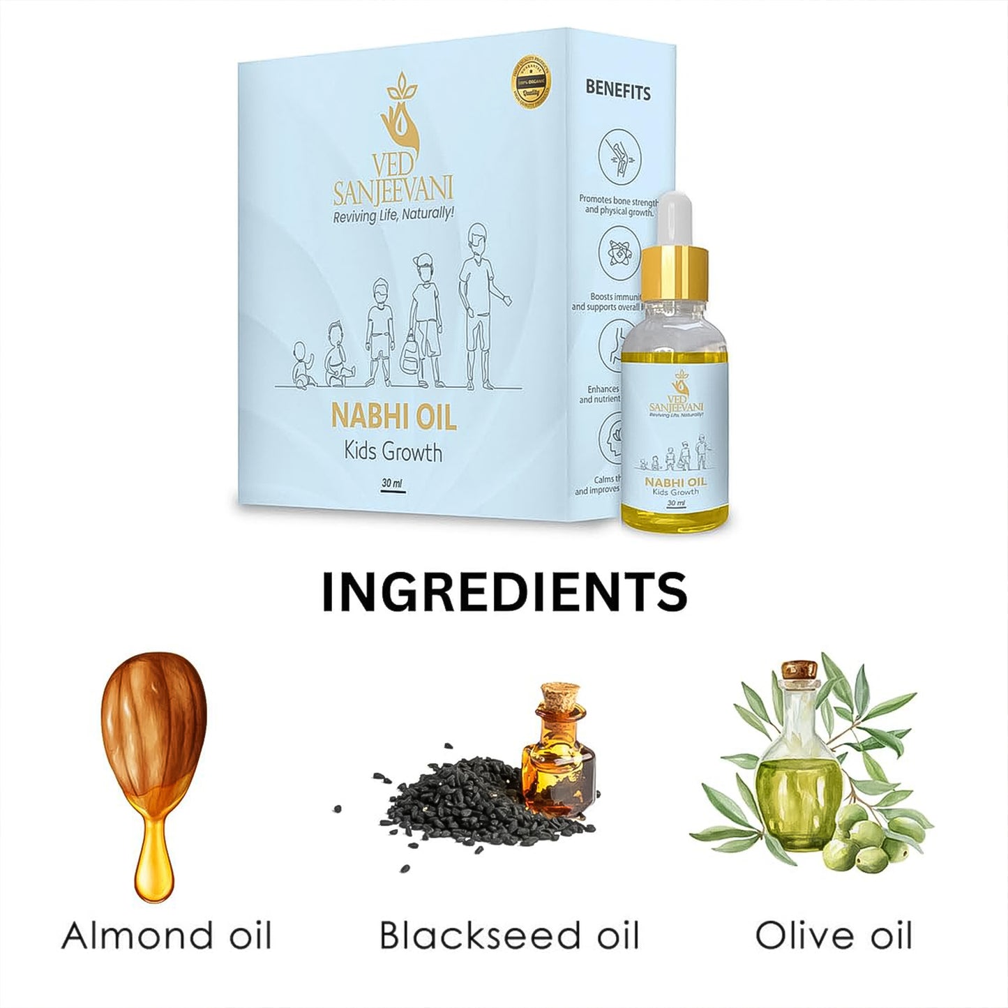 Ved Sanjeevani Nabhi Oil For Kids Growth (30ml  1 Pc)