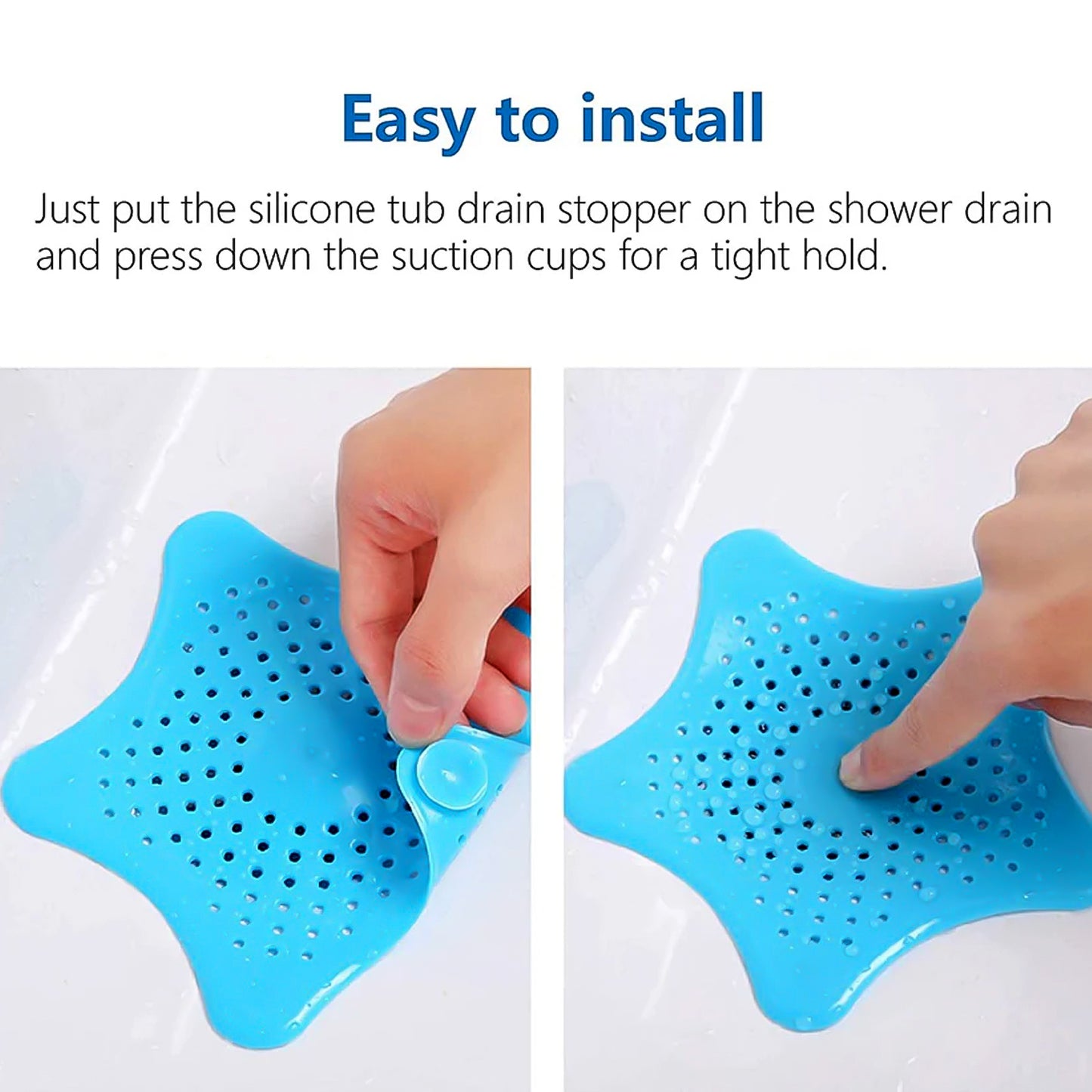 Aqua Blue Silicone Star Shaped Sink Filter Bathroom Hair Catcher Drain Strainers For Basin
