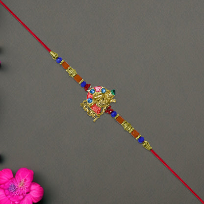 Lord Jagannath Rakhi With Multicolor Beads