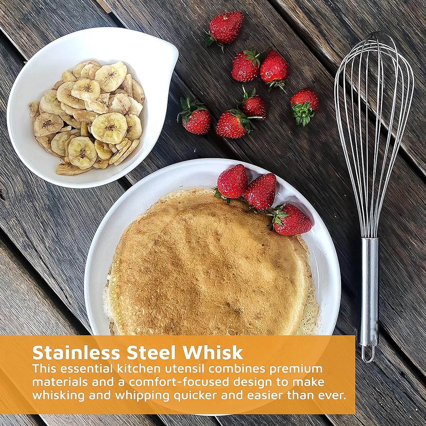 Large Stainless Steel Balloon Whisk  Heavy-duty Kitchen Tool (30cm  1 Pc)