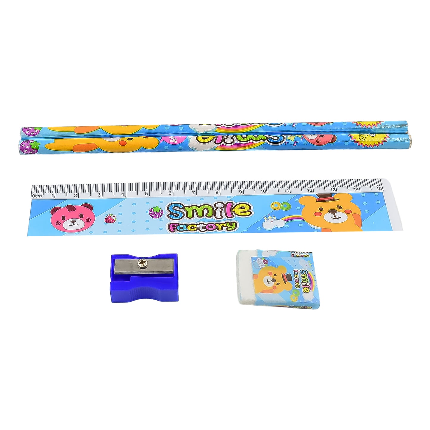 4580  Cartoon Wooden Pencil Set For Kids Boys Return Gifts Birthday Party Space Stationary Set Pencil Eraser Sharpener Combo Kit For Kids Boys