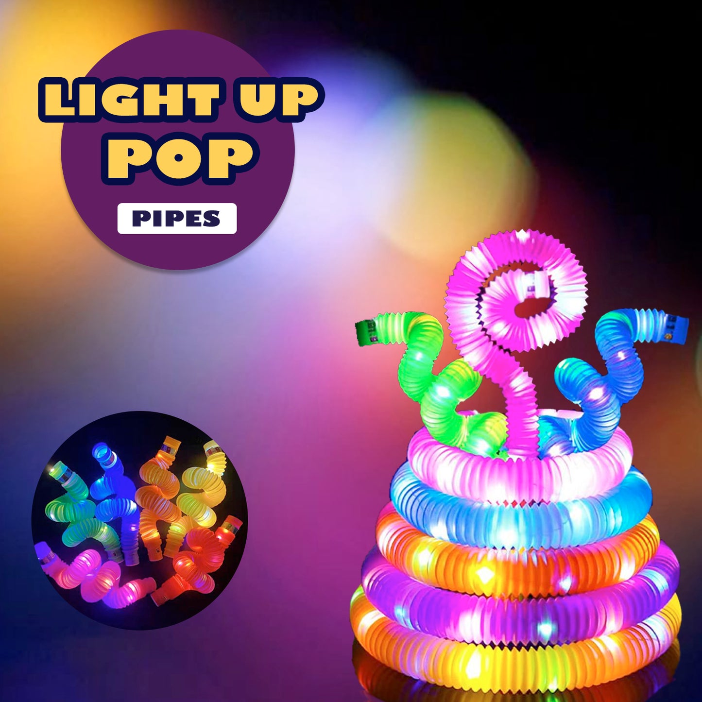 8055 Mini Pop Tubes Colourful Tubes Sensory Toys Stretch Pipe Toy Fidget Tube Toys Pull Tubes Fidget Toys Sensory Stretch Tubes Fun Tubes For Autism Children Kids Adult Reduce Anxiety (Pack Of 12)